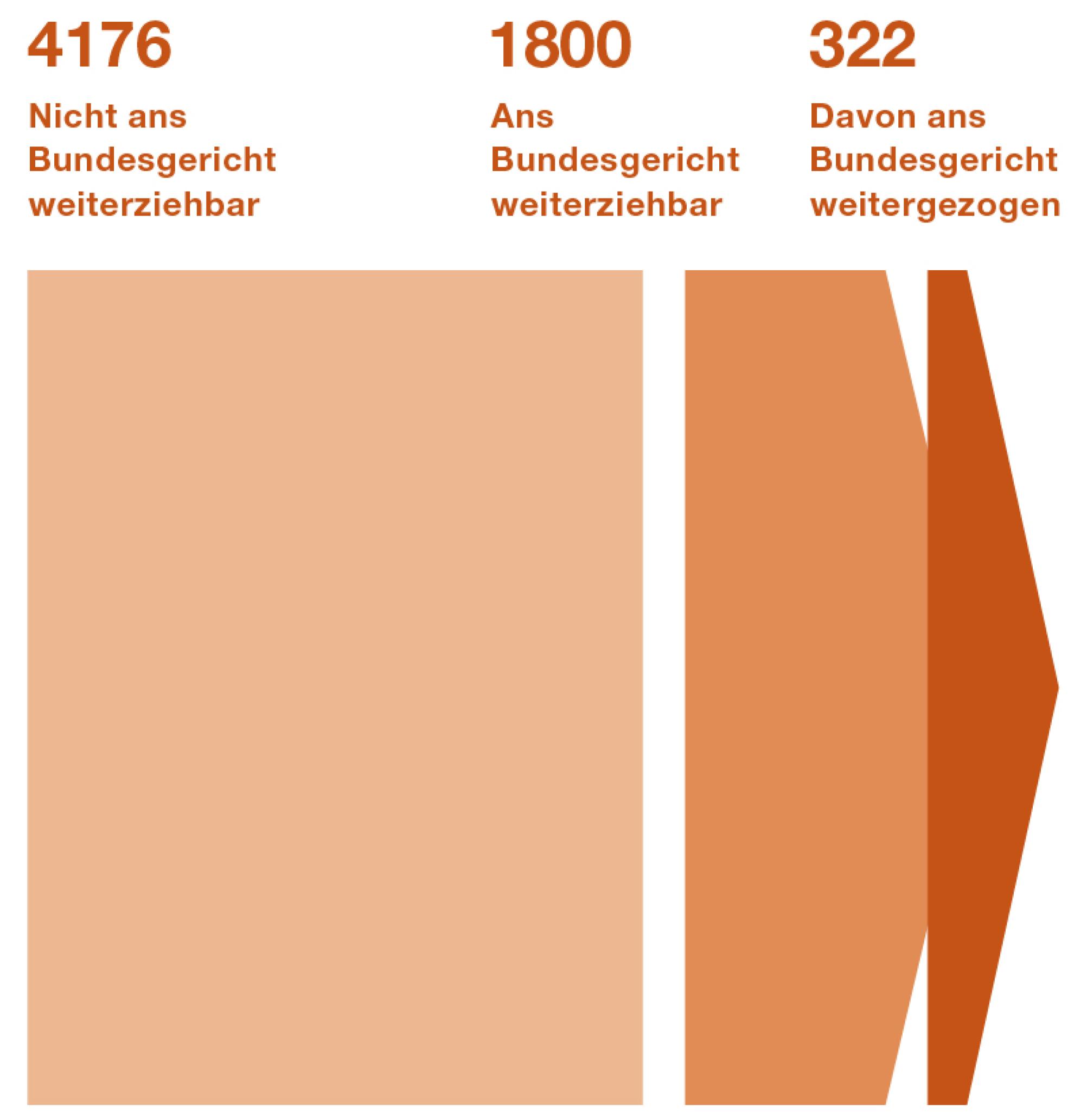 Im Jahr 2021 hat das Bundesverwaltungsgericht rund 6500 Verfahren abgeschlossen. In den meisten Fällen urteilte es endgültig. Rund 300 Fälle wurden ans Bundesgericht weitergezogen.