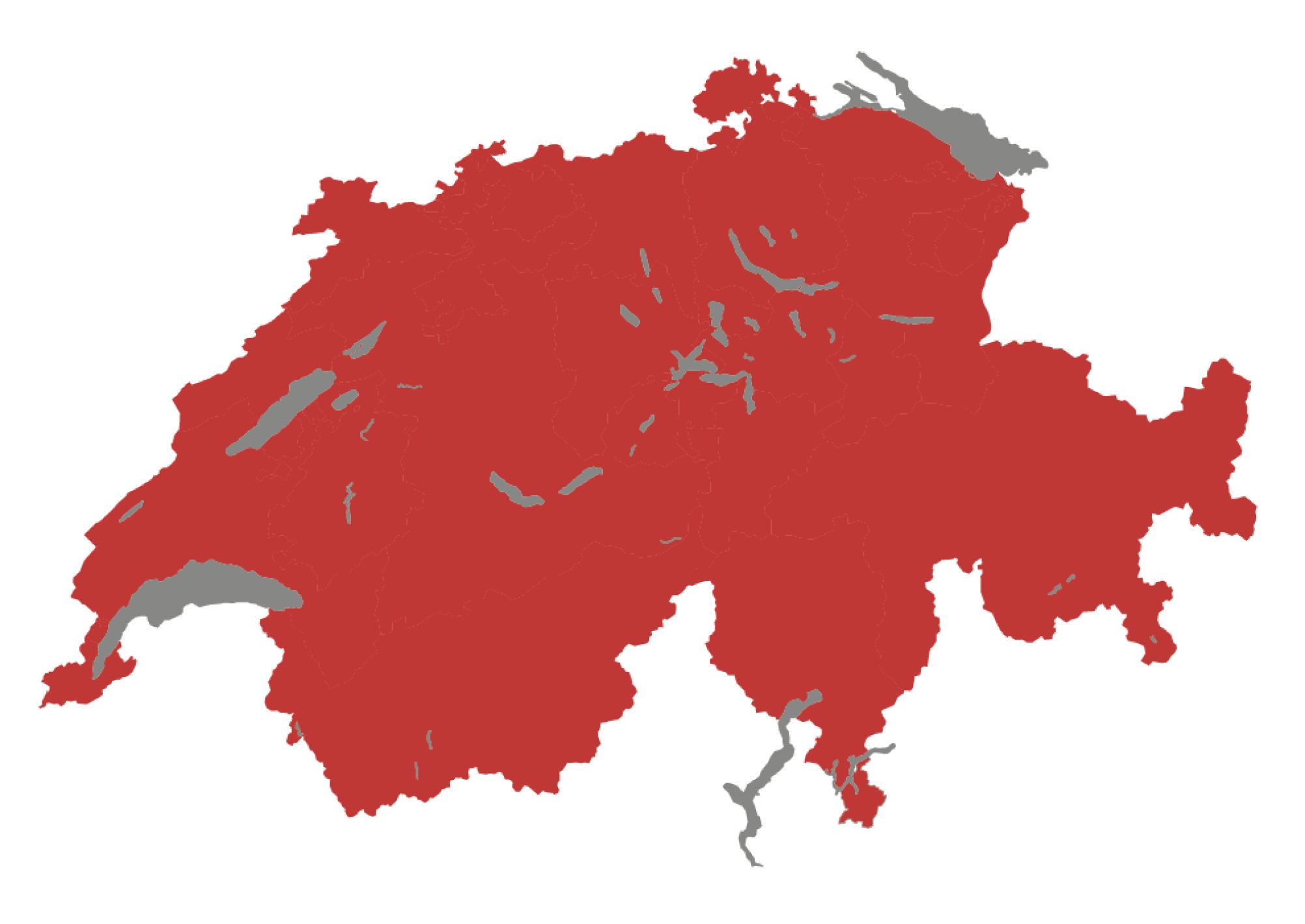 Die erste Karte zeigt die Landesgrenzen der Schweiz.